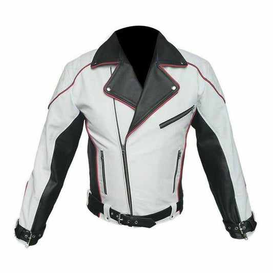 Mens Real Cowhide Leather Jacket Pure Biker Rider Jacket Formula 1 Racing Jacket