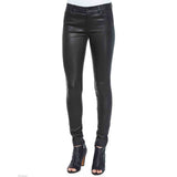 New Women's Genuine Sheepskin Leather Pant Slim Fit Black Skinny Trousers