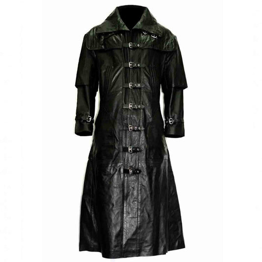 Men's Black Real Cowhide Leather Hugh Jackman Van Helsing Trench Coat
