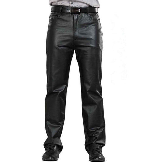 Men's Genuine Cowhide Leather Pants back zipper pockets Jeans Style Premium Kink