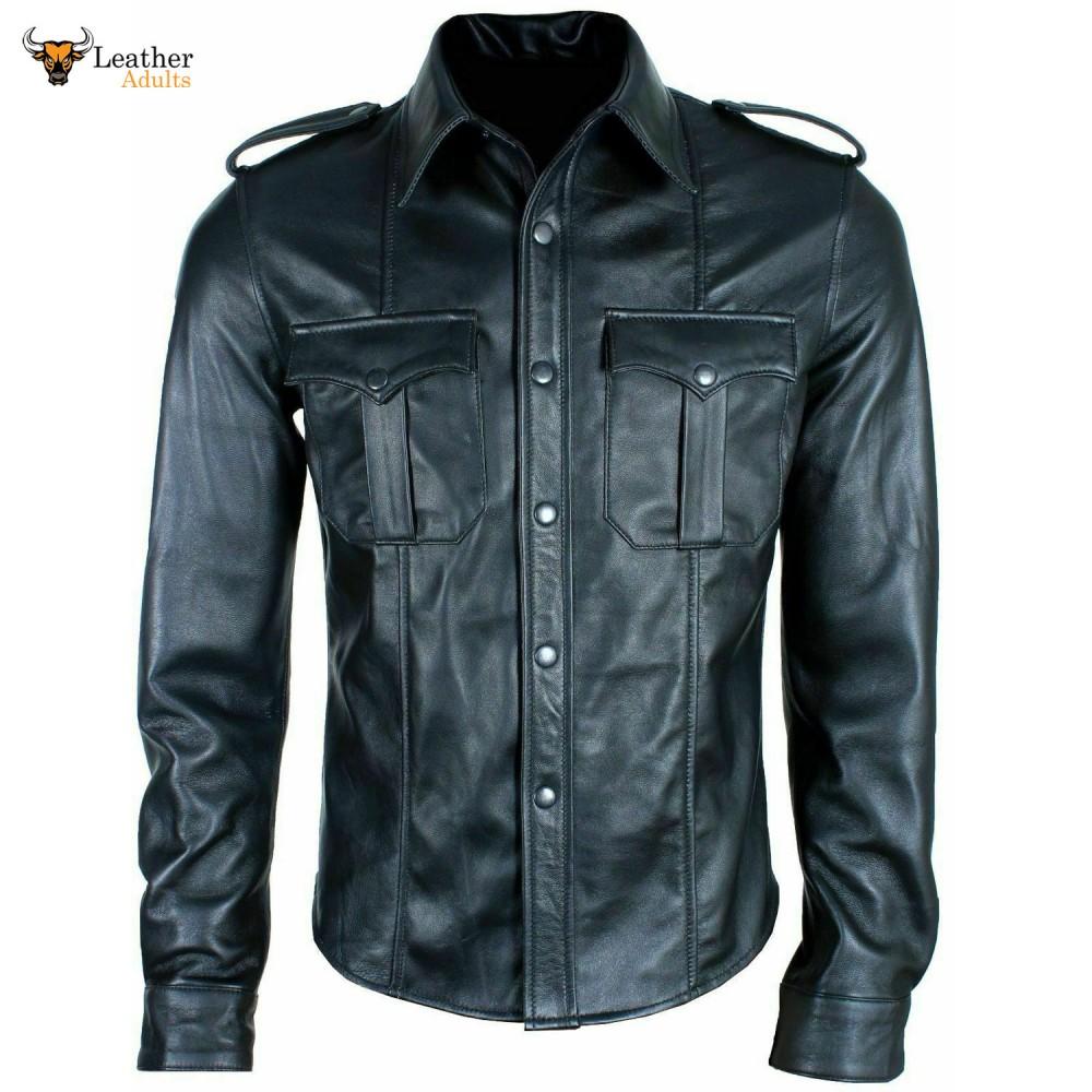 Men's Black Real Lambskin Leather Police Military Style Quilted Bluf S – Genesis Leather Men's Black Real Lambskin Leather Police Military Style Quilted Bluf S – Genesis Leather