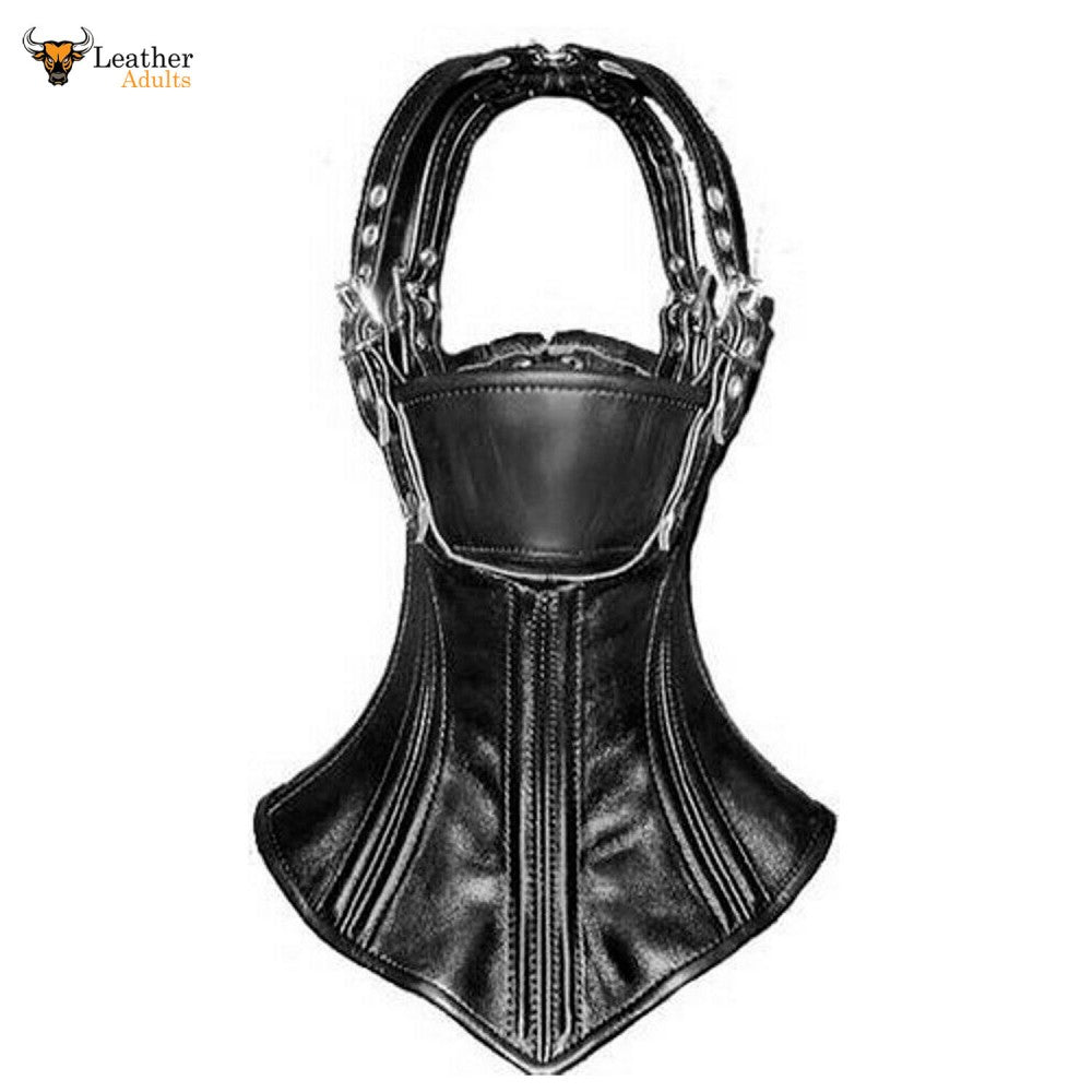 Genuine Leather Steel Boned Bondage Neck Corset Collar Hood – Leather Adults