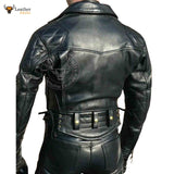 Men's Real Cowhide Leather Quilted Panels Bikers Jacket Thick Cow Leather Bikers Jacket