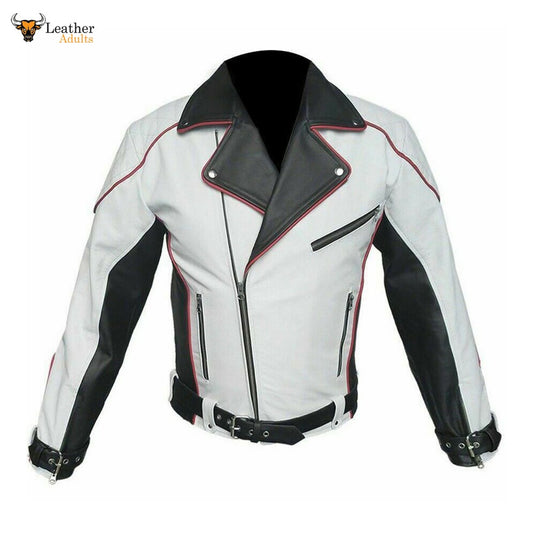Mens Real Cowhide Leather Jacket Pure Biker Rider Jacket Formula 1 Racing Jacket New
