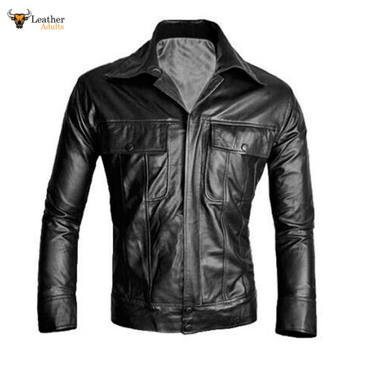 MENS Black ELVIS PRESLEY Real Soft Lambskin Leather Fashion ELVIS Style Jacket