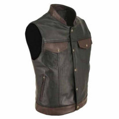 100% Cows Leather Biker Style Waistcoat Vest Cut Most Sizes