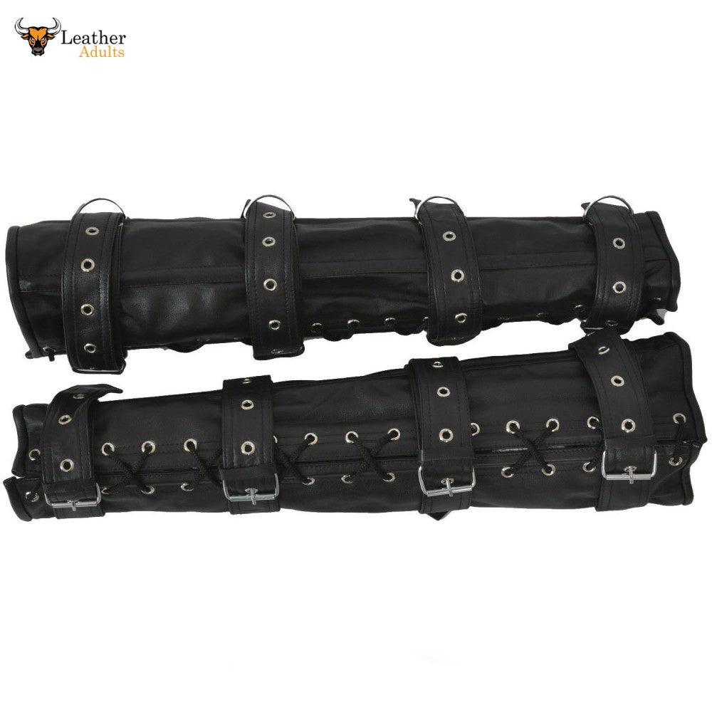 Genuine Leather Bondage Arm and Leg Restraints Binders Steel Boned No Escape