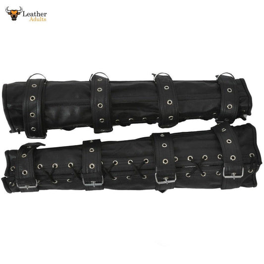 Genuine Leather Bondage Arm and Leg Restraints Binders Steel Boned No Escape