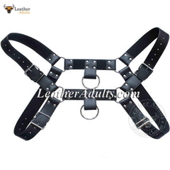 Mens Black GENUINE LEATHER FULL CHEST HARNESS GAY INTEREST Fetish club wear costumes BDSM Gay