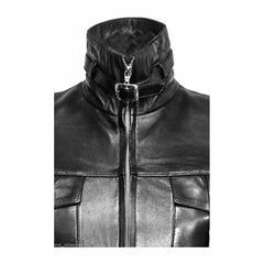 Ladies Beautiful Black Real Lambskin Leather Steampunk Style Trench Coat T14