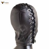 BDSM Open Mouth Leather Hood Black Soft Leather Bondage Mask