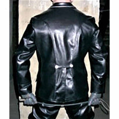 Mens Black Real Cowhide Leather German World War 2 Uniform Tunic Leather Coat Jacket
