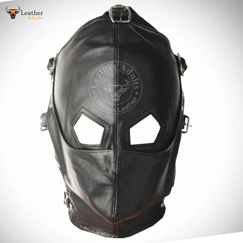 Handmade Real Black Leather Bondage Gimp Hood Mask With Detachable Mouth And Eye Piece BDSM Handmade Mask Fetish Mask Unisex