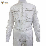 Heavy Duty White Leather Catsuit Bodysuit Restriction Bondage Bodysuit