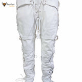 Heavy Duty White Leather Catsuit Bodysuit Restriction Bondage Bodysuit