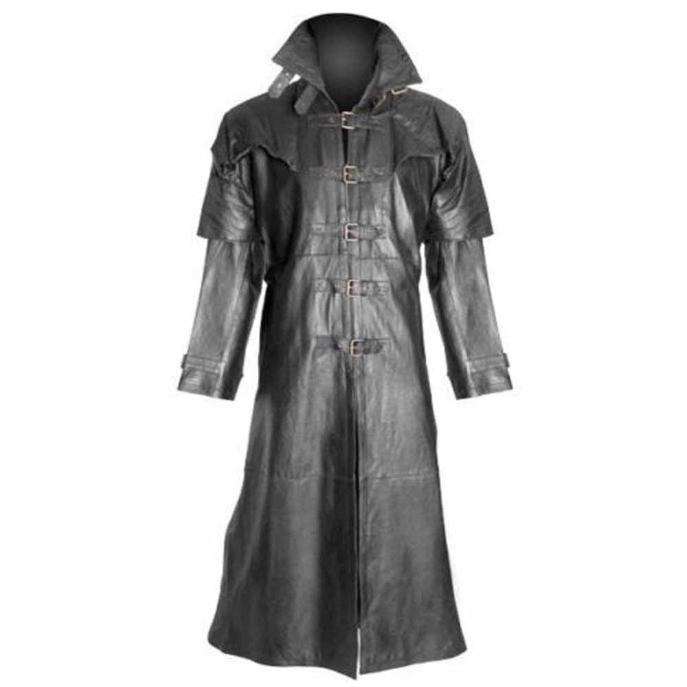 Ladies 100% Pure Leather Goth Steampunk Gothic Van Helsing Matrix Trench Coat