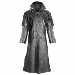 Ladies 100% Pure Leather Goth Steampunk Gothic Van Helsing Matrix Trench Coat