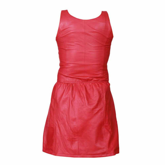 Ladies GENUINE LAMBS LEATHER RED SEXY DRESS