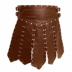 MENS BROWN LEATHER GLADIATOR KILT – K6