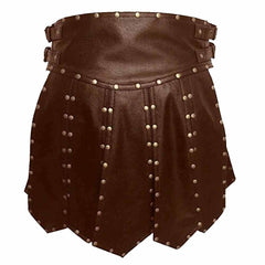 MENS BROWN LEATHER GLADIATOR KILT – K6