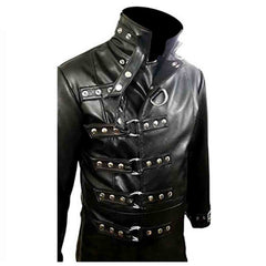 MENS GOTHIC COAT GENUINE BLACK LEATHER STEAMPUNK VAN HELSING COAT T19