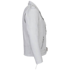 Men's Real White Cowhide Leather Bikers Jacket Thick Cow Leather Bikers Jacket