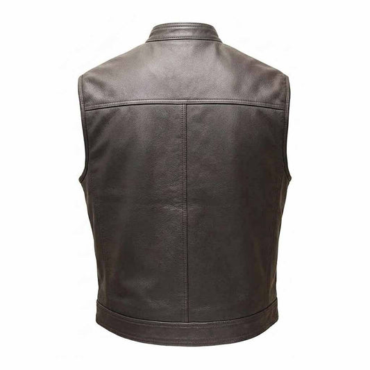 Mens Superb Quality 100% Cowhide Leather Biker Style Waistcoat Vest