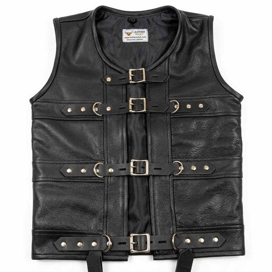 Men's Leather STEAMPUNK Waistcoat Vest Corset GOTH GAY Victorian