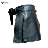 Mens Black Leather Gladiator Kilt Set for Costumes Heavy Hardware LARP K2