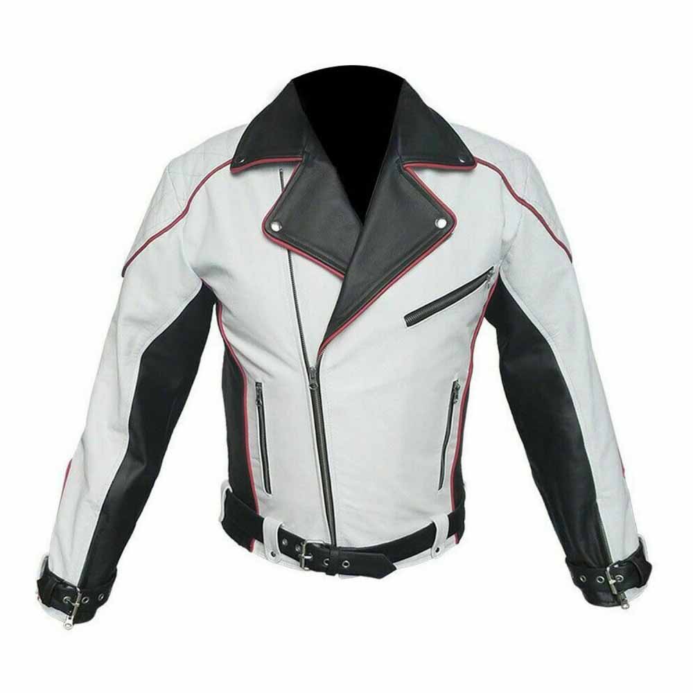 Mens Real Cowhide Leather Jacket Pure Biker Rider Jacket Formula 1 Racing Jacket