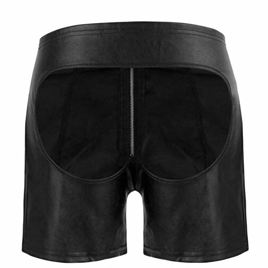 Herren-Shorts aus echtem Lammleder, weiches Leder, rückenfrei, Shorts mit offenem Rücken, Gay-Shorts