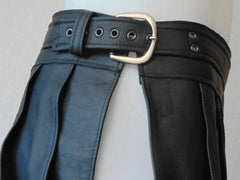 Mens Real Leather Black Roman Gladiator Kilt Gothic Belt and Buckles Kilt LARP