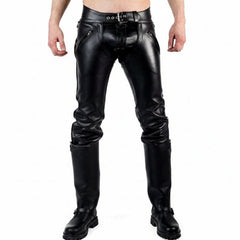 Mens Black Real Cowhide Leather Chaps Bikers Chaps Gay Interest Trousers BLUF Pants