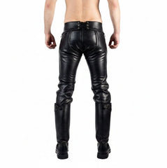 Mens Black Real Cowhide Leather Chaps Bikers Chaps Gay Interest Trousers BLUF Pants