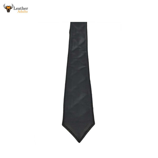 New Men's Genuine 100% Sheep Leather Quilted Tie with yellow contrast