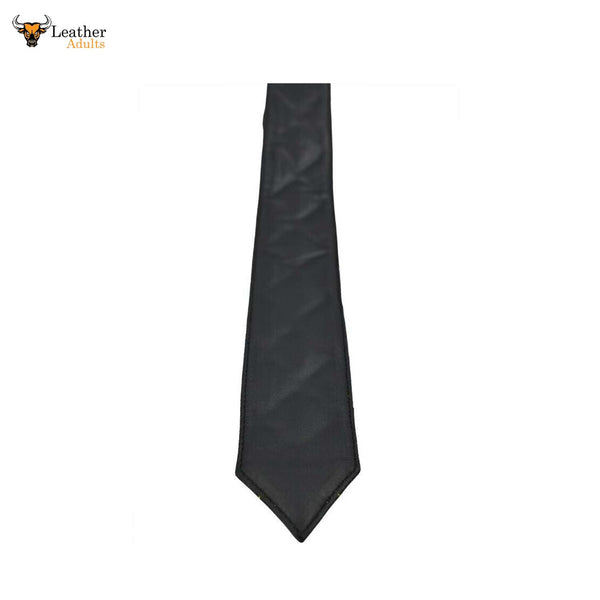 New Men's Genuine 100% Sheep Leather Quilted Tie with yellow contrast