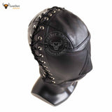 Open Mouth Leather Bondage Hood BDSM Black Soft Leather Bondage Mask