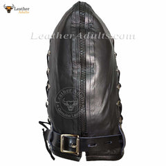 Real Leather Bondage Universal Mask BDSM Adjustable Leather Hood