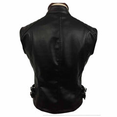 Sexy Women's Ladies Real BLACK SHEEP LAMB Leather Bikers Waistcoat Vest