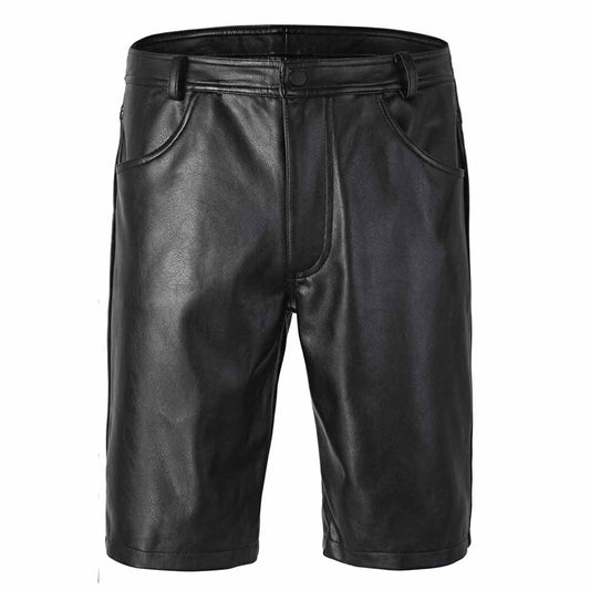 WOMENS BLACK 100% GENUINE LEATHER BERMUDA SHORTS with Five Pockets