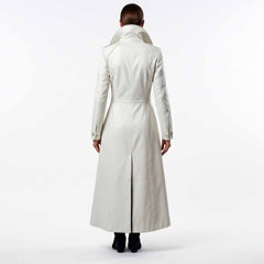 White Gothic Long Trench Coat - Victorian Steampunk High Collar Duster | US UK CA AU