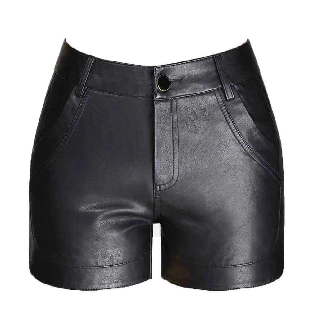 Women Genuine Lambskin Soft Leather shorts Leather Pants