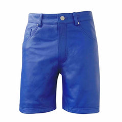 Womens 100% GENUINE BLUE LEATHER BERMUDA SHORTS with Five Pockets