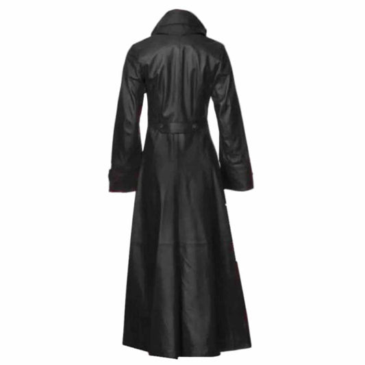 Womens Beautiful and Sexy Lambs Leather Ladies Steampunk Goth Trench Coat