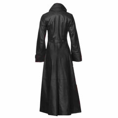 Womens Beautiful and Sexy Lambs Leather Ladies Steampunk Goth Trench Coat