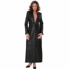 Womens Handmade Beautiful Real Lambskin Leather Steampunk Goth Trench Coat