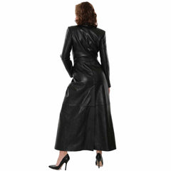 Womens Handmade Beautiful Real Lambskin Leather Steampunk Goth Trench Coat
