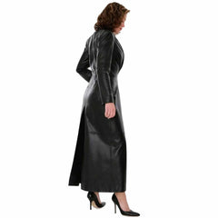 Womens Handmade Beautiful Real Lambskin Leather Steampunk Goth Trench Coat