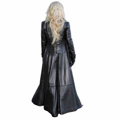Women’s Real Black Nappa Leather Matrix Trench Coat – Gothic Steampunk Style