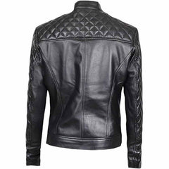 Womens Real Lambskin Leather Slim Fit Ladies Black Quilted Bikers Jacket